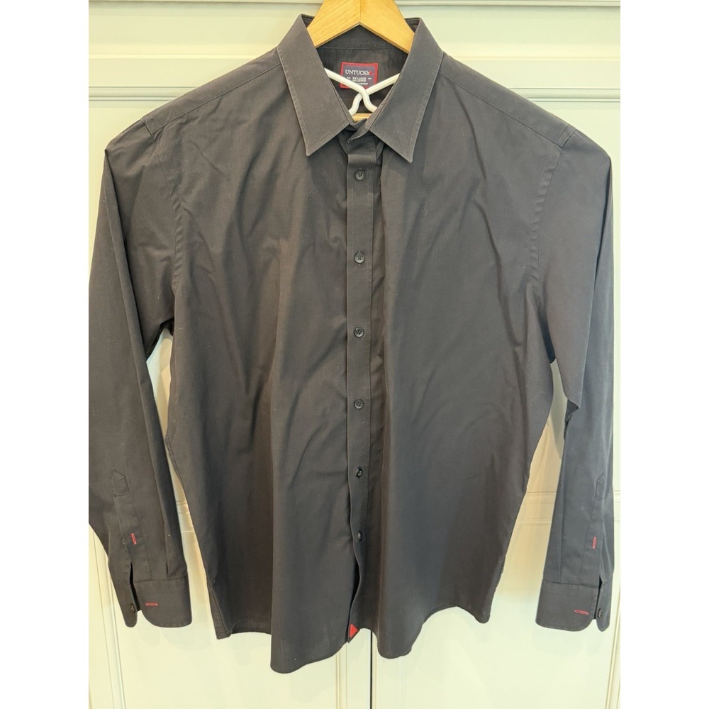 Untuckit Shirt Mens 2XL Black Button Up Long Sleeve Regular Fit cotton casual